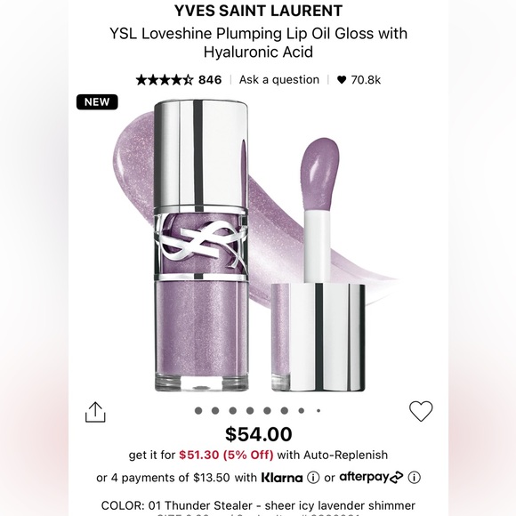 YSL Loveshine Plumping Lip Oil Gloss Sample - Picture 3 of 16